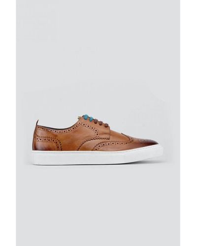 Oswin Hyde Stan Cognac Brogue Leather Shoes - White