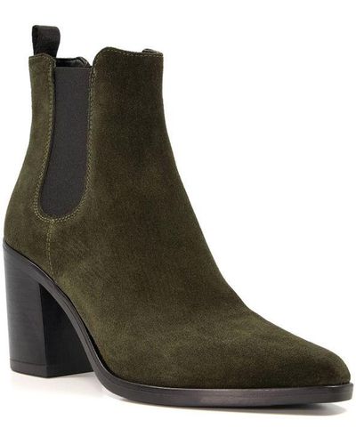 Dune Ladies Prea - Suede Block-heel Western Boots Leather - Green