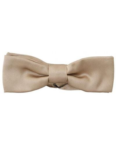 Dolce & Gabbana Solid 100% Silk Adjustable Neck Papillon Tie - White