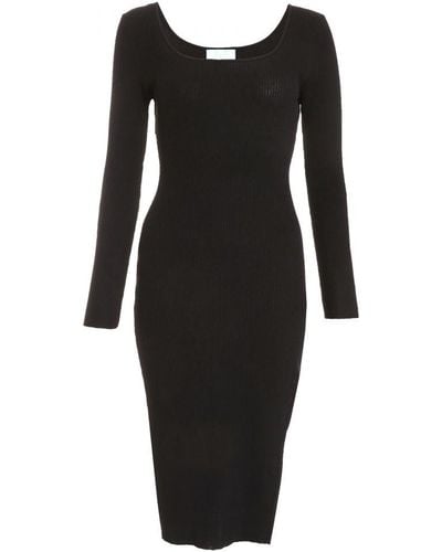Quiz Petite Knit Long Sleeve Bodycon Midi Dress Viscose - Black