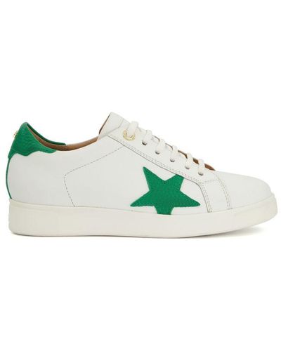 Dune Ladies Edriss Star Motif Lace Up Trainers Leather - Green