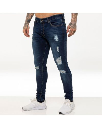 Enzo | Skinny Gescheurde Jeans Voor - Blauw