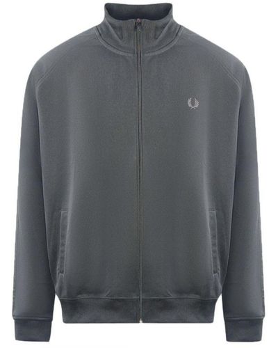 Fred Perry Tonal Taped Black Track Jacket in Green for Men | Lyst UK