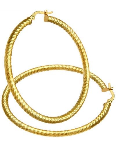 DIAMANT L'ÉTERNEL 9ct Yellow Gold Diamond Cut 40mm Hoop Earrings - Metallic