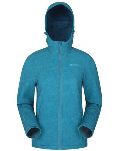 Mountain Warehouse Ladies Exodus Printed Water Resistant Soft Shell Jacket () - Blue