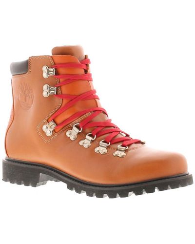 Timberland Walking Boots Retro Tmbl 1978 Hiker Wp Leather Lace Up Brown Leather - Orange