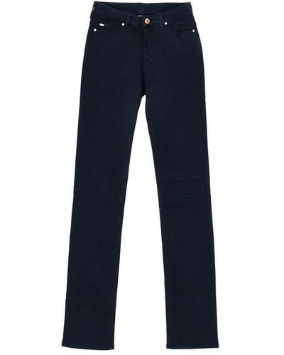 Armani Long Stretch Fabric Trousers 6y5j85-5n2fz Woman Cotton - Blue