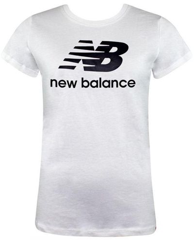 New Balance Short Sleeve White Crew Neck Essentials T-shirt Wt91546 Wk Cotton