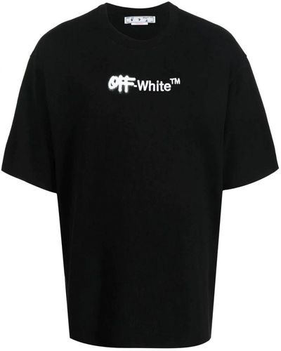 Off-White c/o Virgil Abloh Off- Spray Helvetica Logo Embroidered T-Shirt - Black