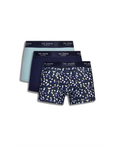 Ted Baker 3 Pack Cotton Fashion Trunk - Blue