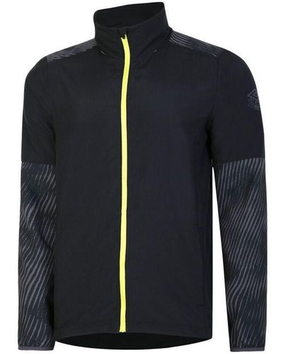 Umbro Pro Stripe Detail Training Waterproof Jacket (zwart/periscoop/limoengeel) - Blauw