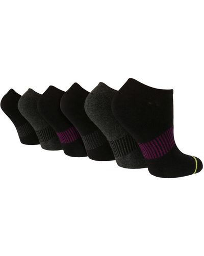 Wildfeet 6 Pair Multipack Ladies Bamboo Sport Trainer Socks - Black