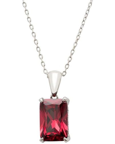 LÁTELITA London Alexandra Rectangle Gemstone Necklace Silver Ruby Sterling Silver - White