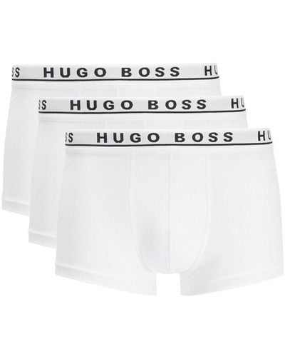 BOSS Hugo 3 Pack Logo Waistband Trunks - White