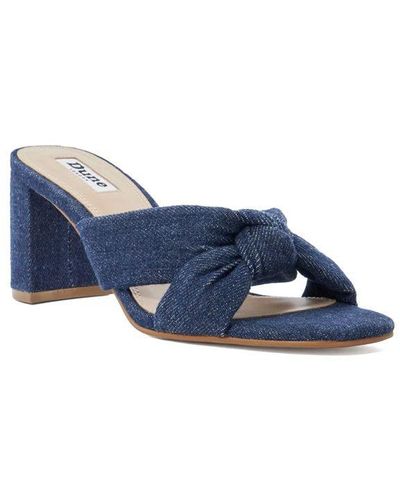 Dune Ladies Madden - Knot-strap Block-heel Sandals Fabric - Blue