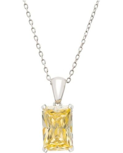 LÁTELITA London Alexandra Rectangle Gemstone Necklace Silver Yellow Topaz Sterling Silver - Metallic