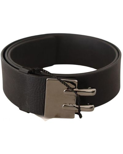 CoSTUME NATIONAL Black Leather Silver Buckle Waist Belt