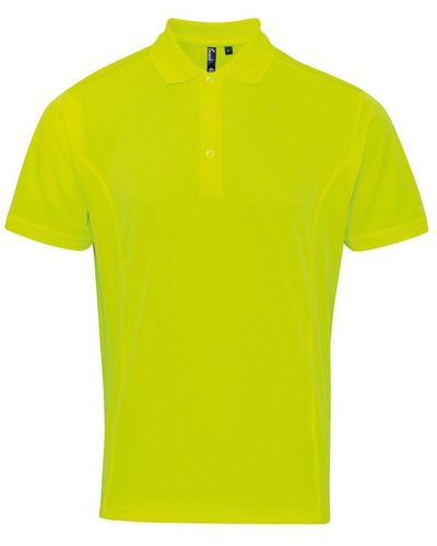 PREMIER Coolchecker Pique Short Sleeve Polo T-Shirt (Neon) - Yellow