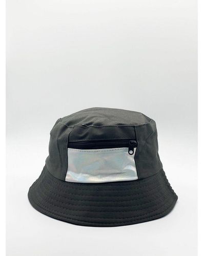 SVNX Tonal Bucket Hat With Iridescent Pocket Detail - Blue