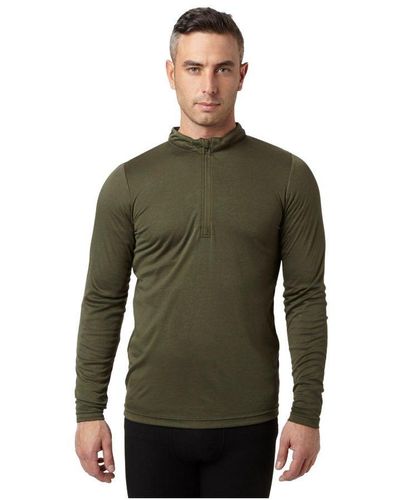 Peter Storm Long Sleeve Thermal Zip Baselayer, Camping Accessories - Green
