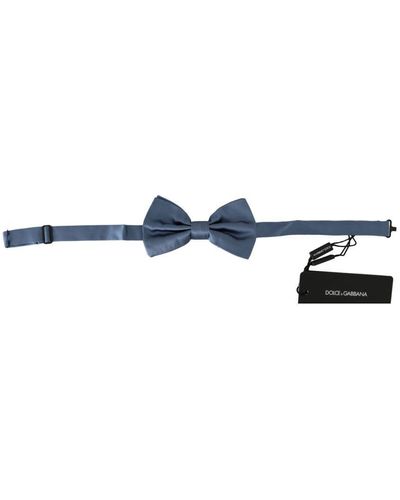 Dolce & Gabbana Blauwe 100% Zijde Verstelbare Hals Papillon Vlinderdas