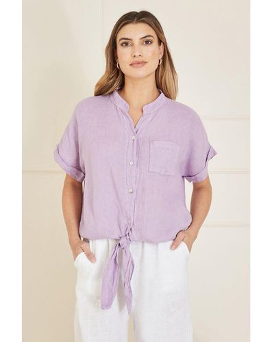Yumi' Italian Linen Shirt - Purple