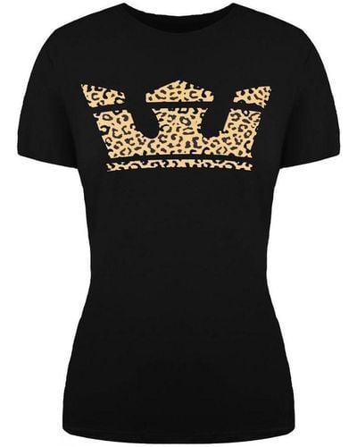 Supra Leopard Print Crown T-Shirt 192232 045 Cotton - Black