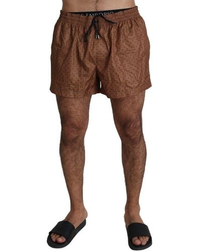 Dolce & Gabbana Brown Polka Beachwear Shorts Swimshorts