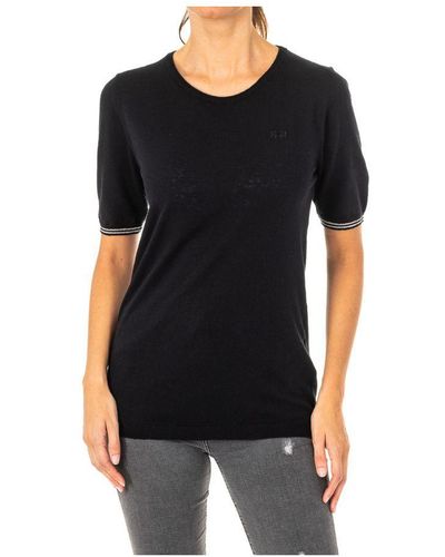La Martina S Short Sleeve Round Neck T-shirt Lws001 Cotton - Black