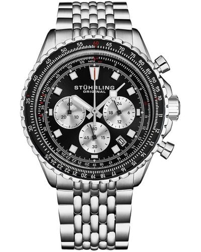 Stuhrling Japanese Chronograph Raceway 1010 44Mm Quartz Watch - Black