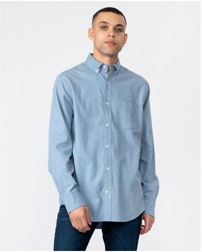 GANT Regular Fit Flannel Melange Shirt - Blue