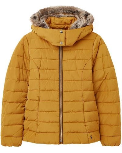 Joules Cassington Padded Insulated Warm Hooded Coat - Yellow