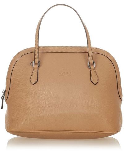 Gucci Vintage Leather Satchel Brown Calf Leather - Natural
