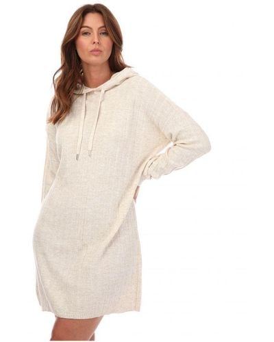 ONLY S Tessa Carey Knitted Hoody Dress - White