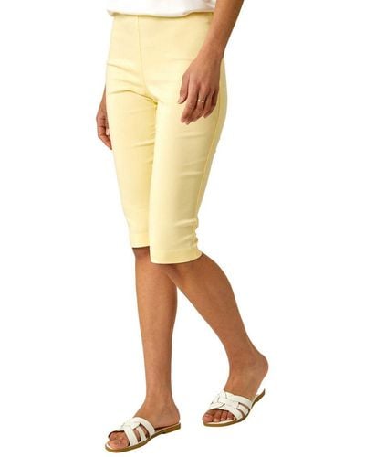 Roman Knee Length Stretch Shorts - Yellow