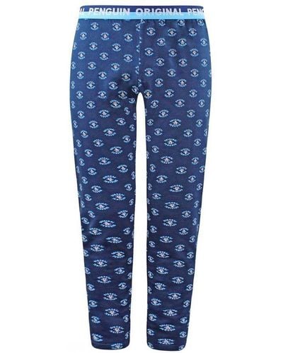 Original Penguin Lounge Jersey Navy Pyjamas Bottoms Cotton - Blue