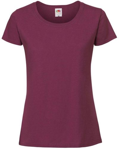 Fruit Of The Loom Vrouwen / Dames Ringgesponnen Premium T-shirt (oxblood) - Paars