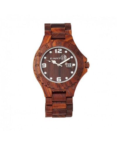 Earth Wood Raywood Bracelet Watch W/date - Red
