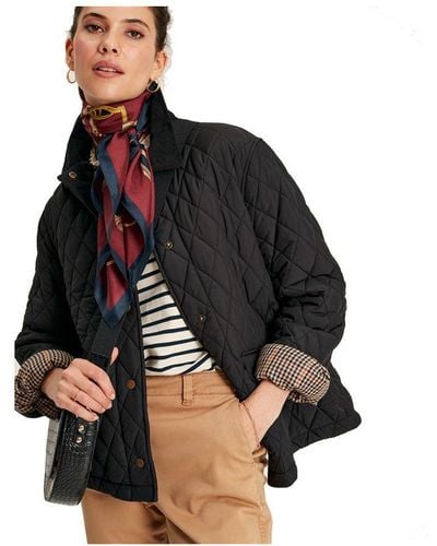 Joules Arlington Quilted Padded Country Coat - Black