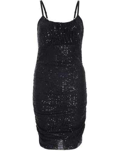 Quiz Black Sequin Ruched Bodycon Mini Dress