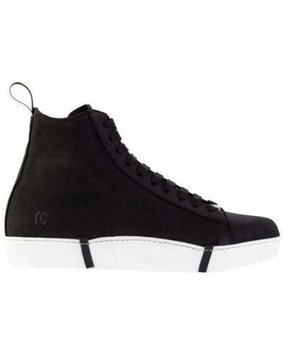 Roberto Cavalli High Trainers And White Suede - Black