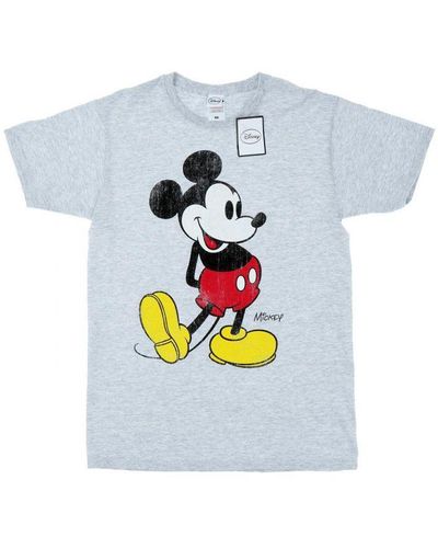 Disney Mickey Mouse Classic Kick T-Shirt (Heather) Cotton - White