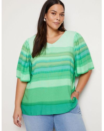 Autograph Angel Sleeve Summer Top - Plus Size - Green
