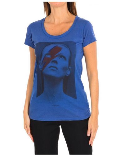 ELEVEN PARIS Womenss Short Sleeve Round Neck T-Shirt 13S2Lt038 - Blue