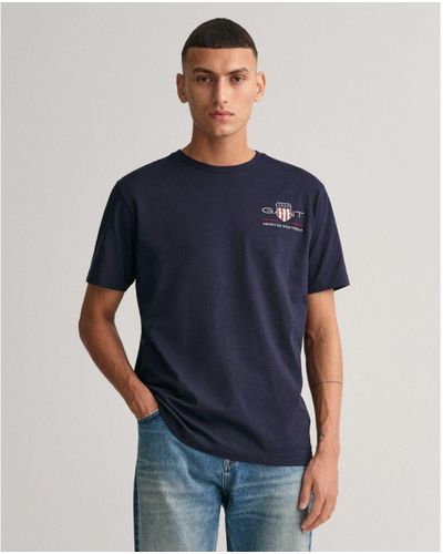 GANT Regular Fit Embroidered Archive Shield T-Shirt - Blue