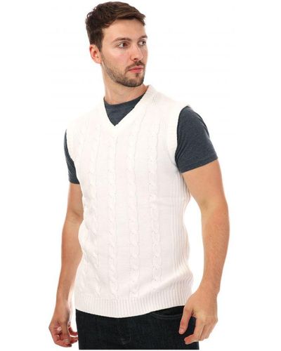 Castore Men's Knitted Sleeveless Sweater In White - Wit