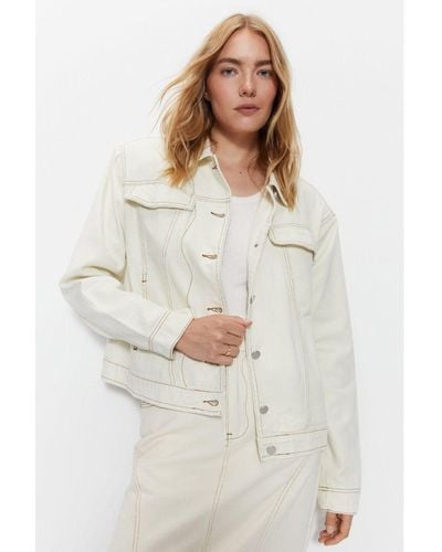 Warehouse Panelled Denim Jacket Cotton - White