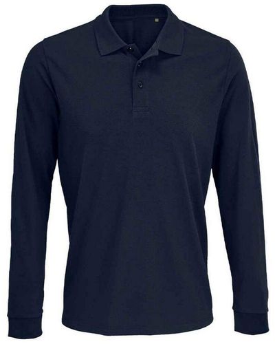 Sol's Adult Prime Pique Long-Sleeved Polo Shirt (French) - Blue