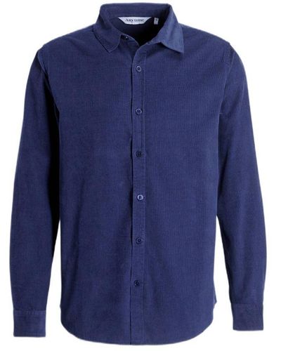anytime Corduroy Overhemd Navy - Blauw