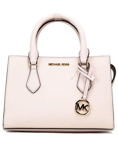 Michael Kors Sheila Small Powder Blush Vegan Leather Centre Zip Satchel Handbag - White